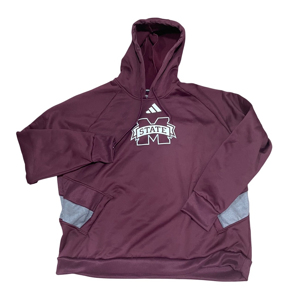 Adidas Mississippi State Bulldogs Maroon Hoodie Pullover Athleisure Size 2XL‎